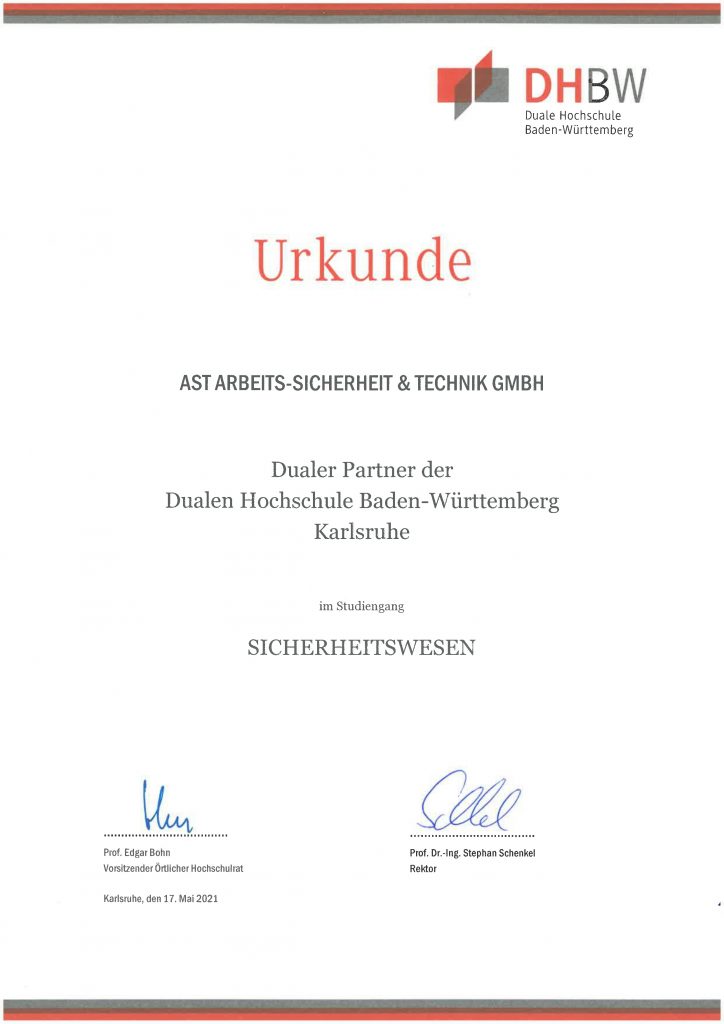 DHBW Urkunde Dualer Partner.